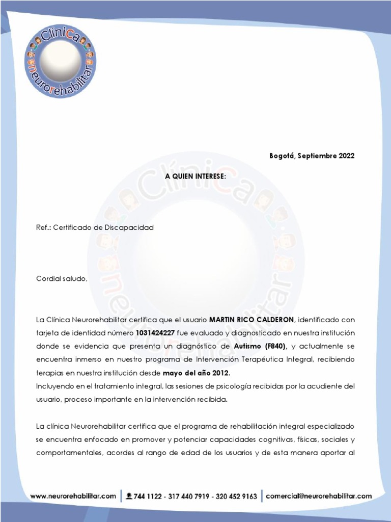 Certificado De Discapacidad Martin Rico PDF