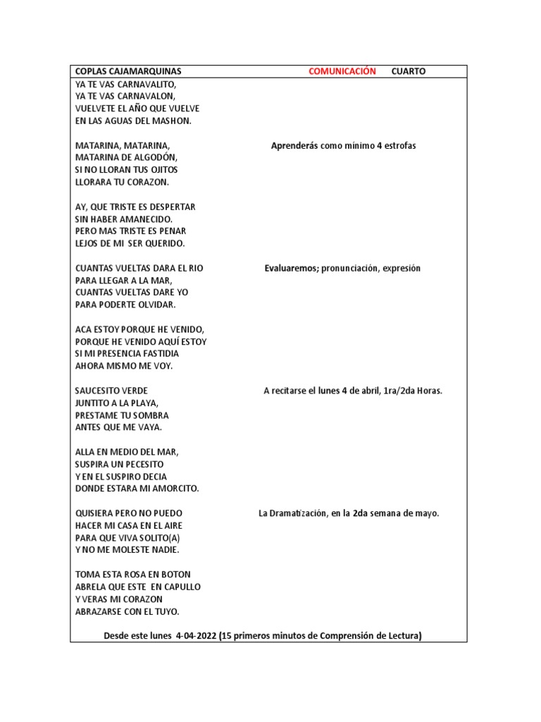 Coplas Cajamarquinas | PDF