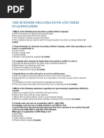 Test 1 Business Organisations and Their Stakeholders