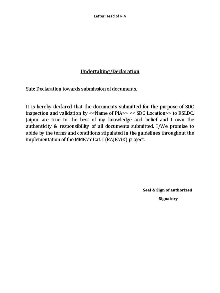 RAJKViK Document Submission Declaration | PDF | Finance & Money ...