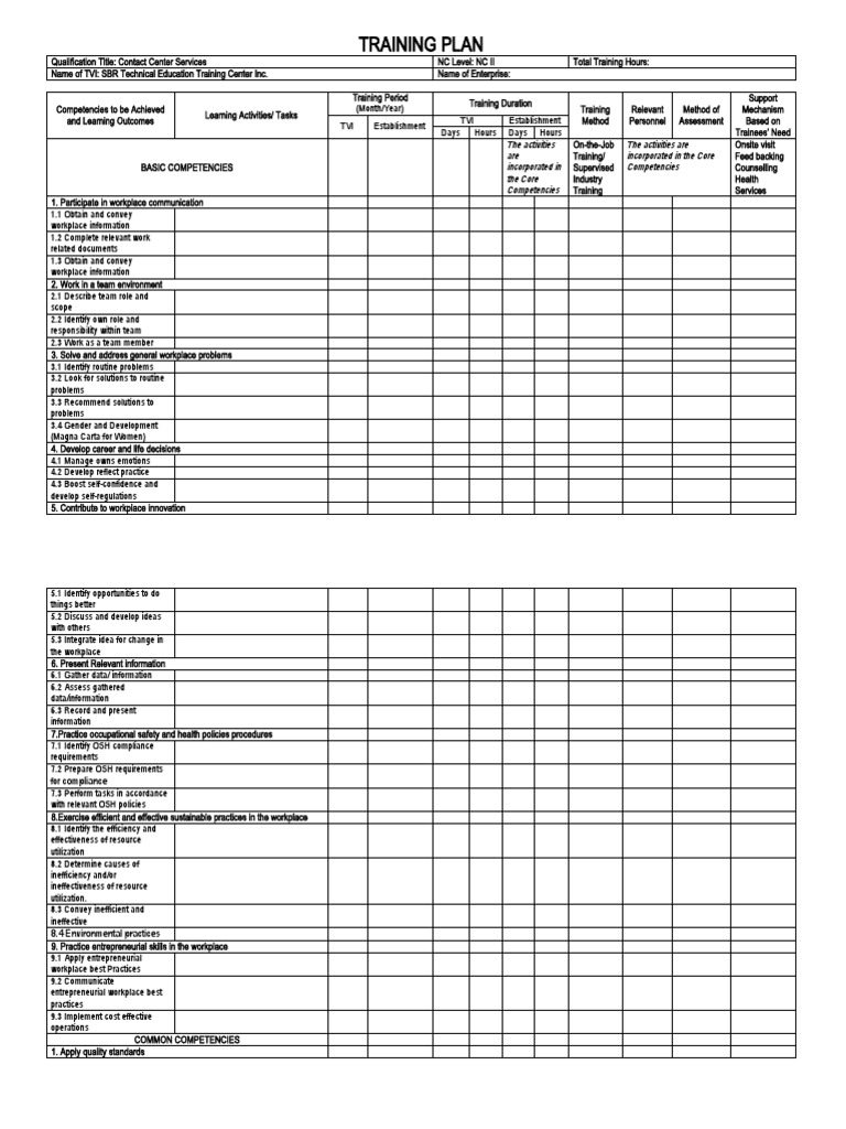Contact Center Services Training Plan | PDF | Communication | Information