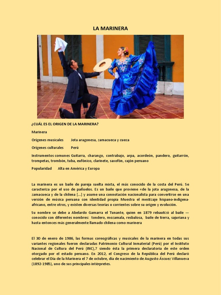 Cuál Es El Origen de La Marinera | PDF | Bailes | Las artes escénicas