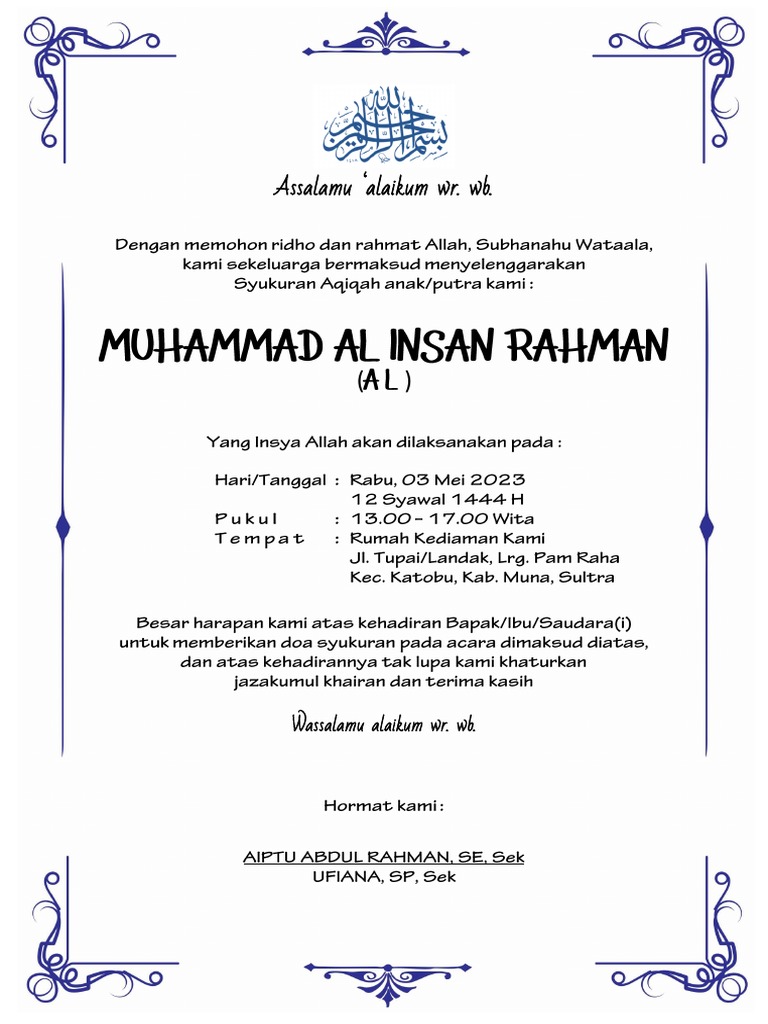 Undangan Aqiqah | PDF