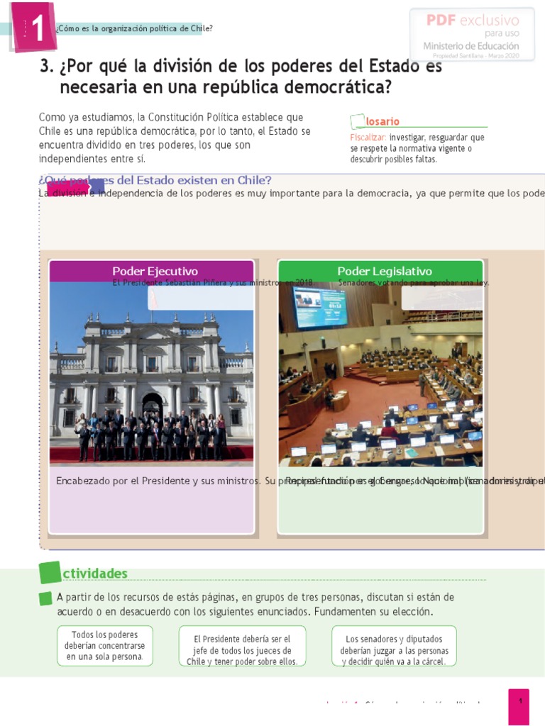 Organización de los Poderes en Chile | PDF | Separación de poderes | Chile