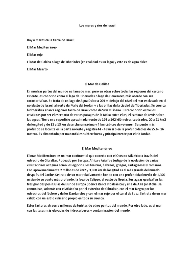 Mares y Ríos de Israel: Geografía y Características | PDF | Mar Muerto ...