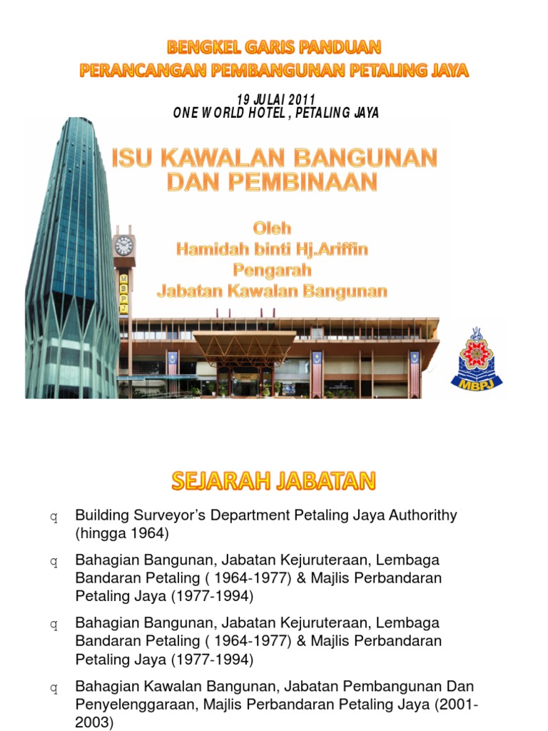 Isu Kawalan Bangunan Bengkel Garis Panduan Perancangan Pembangunan 19072011