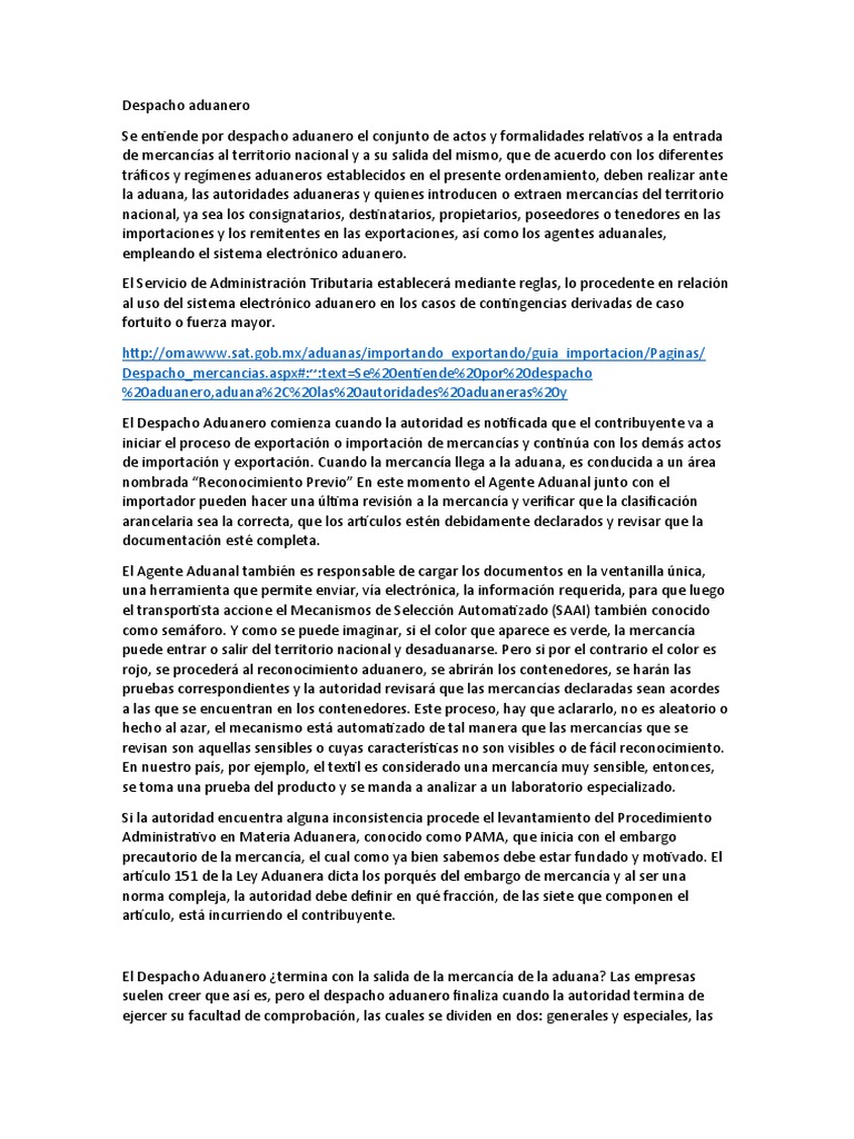 Despacho Aduanero Pdf Aduana
