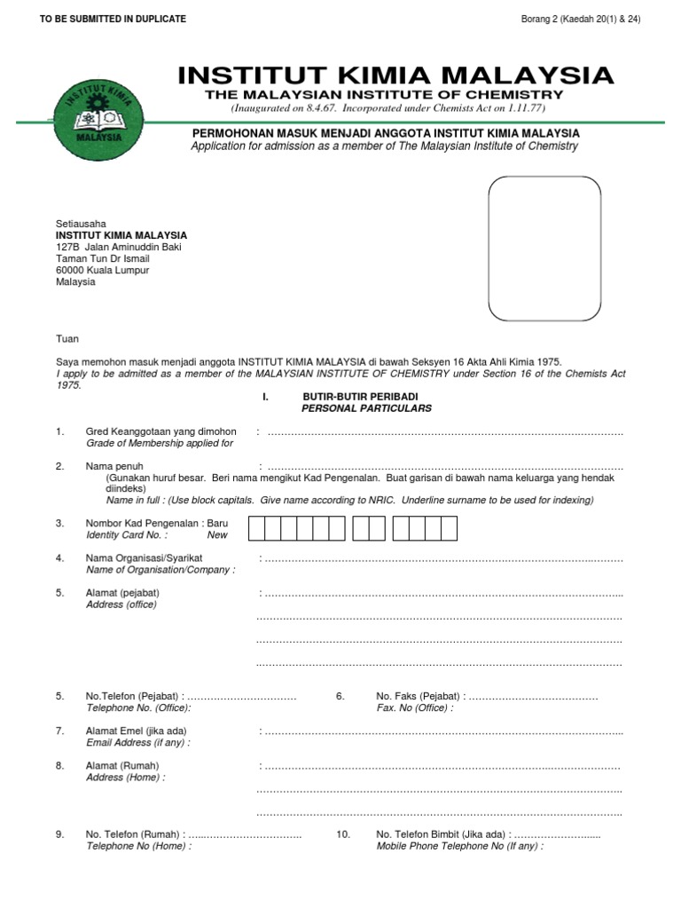 Chemistry Membership Application Pdf Academic Degree Academia