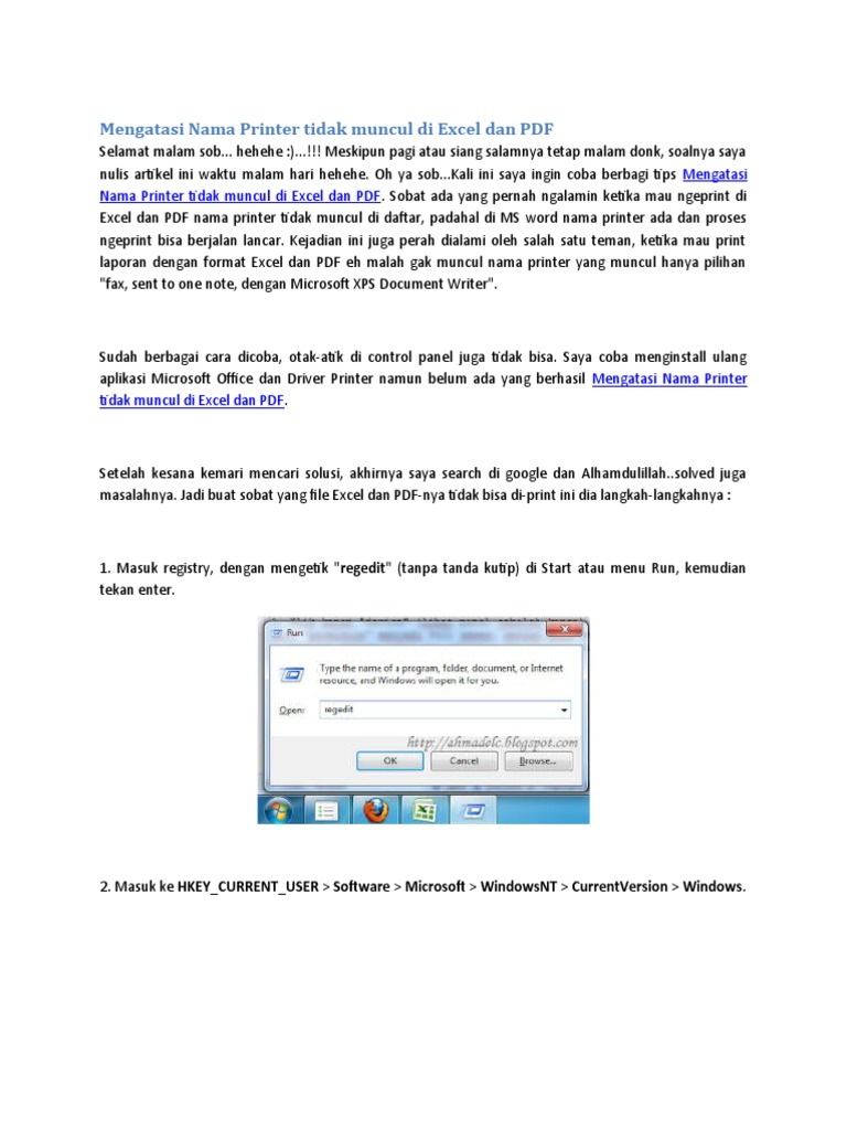 Mengatasi Nama Printer Tidak Muncul Di Excel Dan PDF PDF