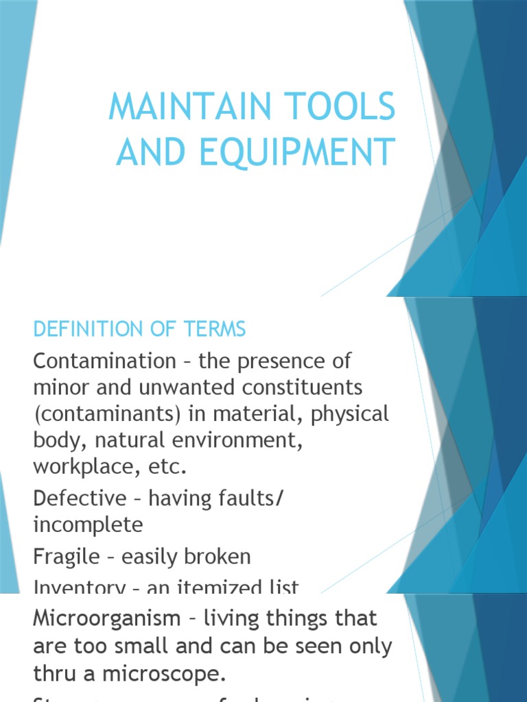 Maintain Tools and Equipment PDF