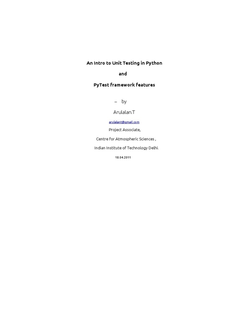Testing in Python and Pytest Framework | PDF | Unit Testing | Python ...