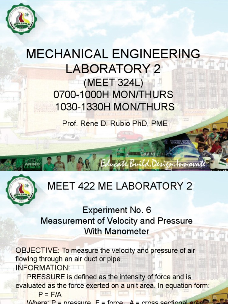 Velocity and Pressure Measurement Lab | PDF | Science & Mathematics