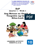 Ang Mataas Na Gamit at Tunguhin NG Isip at Kilos-Loob: Quarter 1 - Week 1