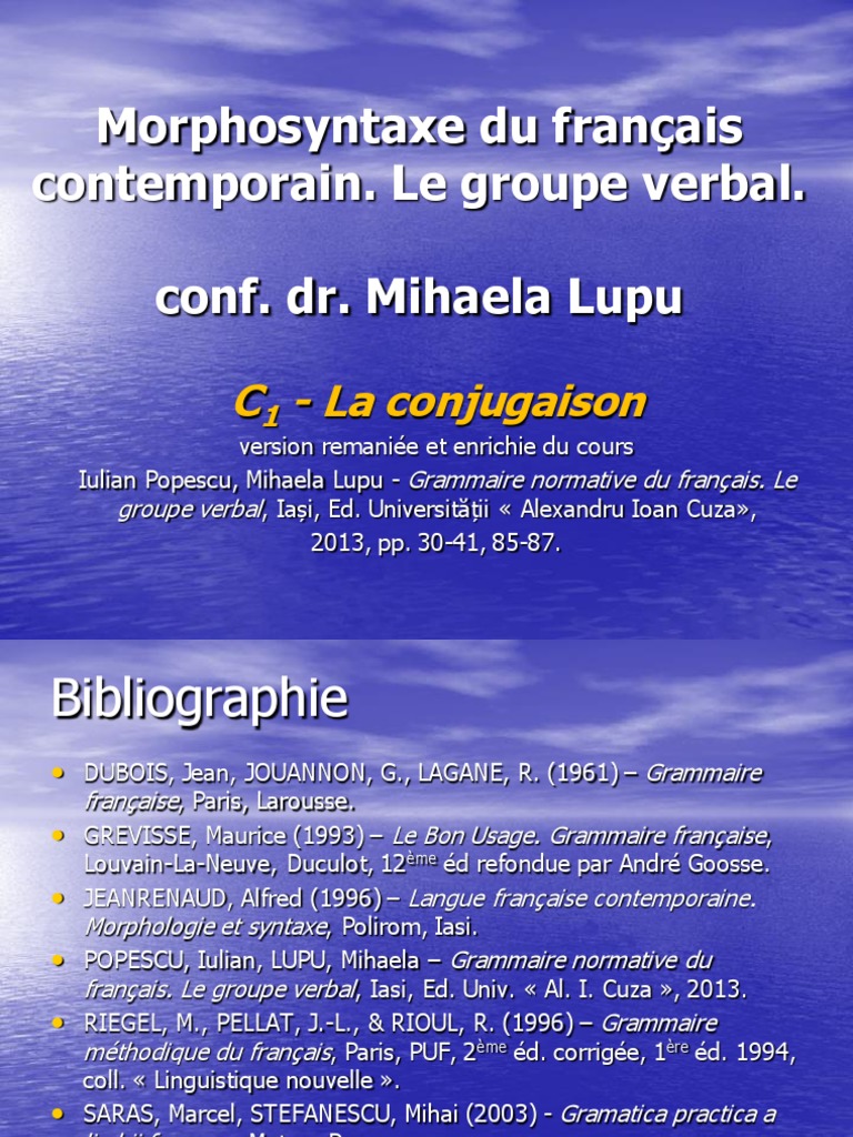 Conjugaison des verbes en français | PDF | Verbe | Morphologie ...