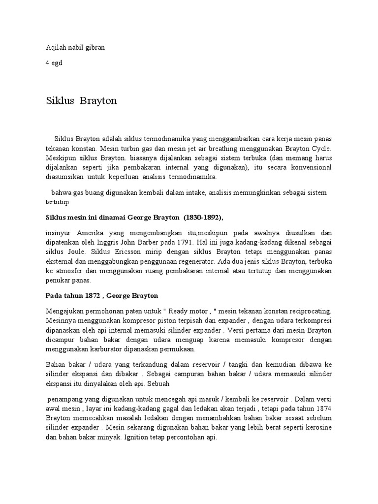Siklus Brayton | PDF
