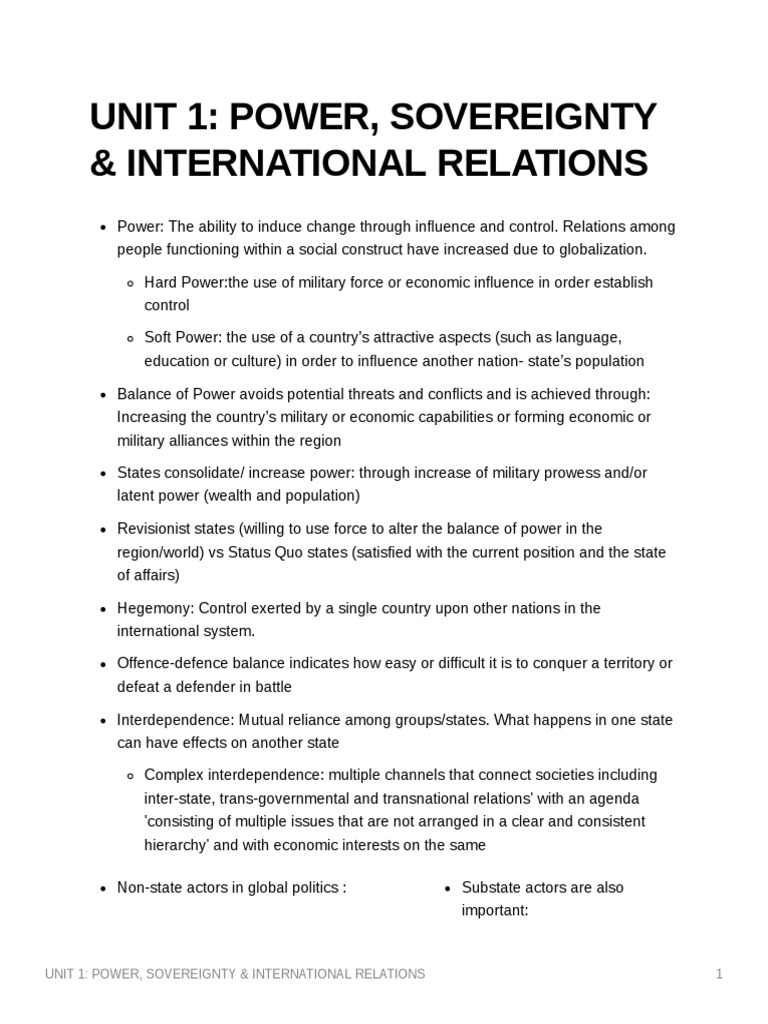 Power and Sovereignty in IR | PDF | State (Polity) | Power (Social And ...