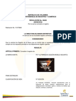 República de Colombia Superintendencia de Industria Y Comercio RESOLUCIÓN No. 36406 (09/06/2016)