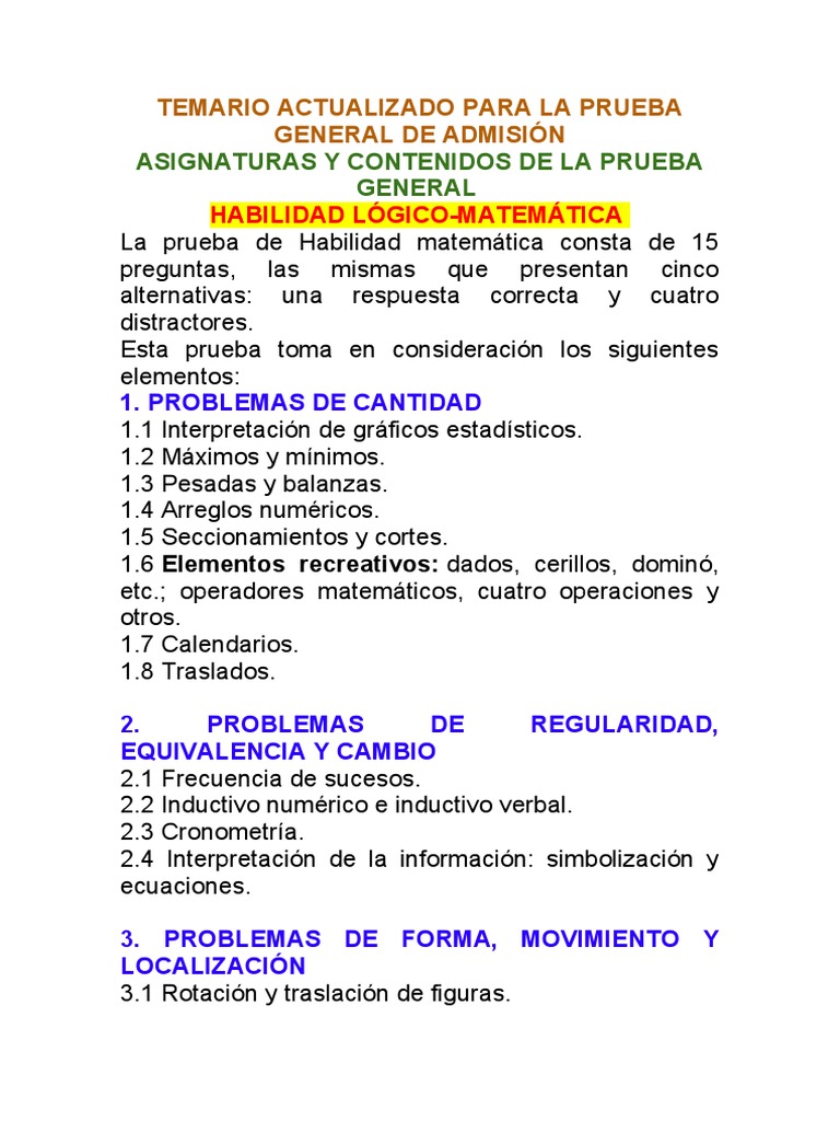 Temario San Marcos 2024 PDF Trigonometría Reacciones químicas