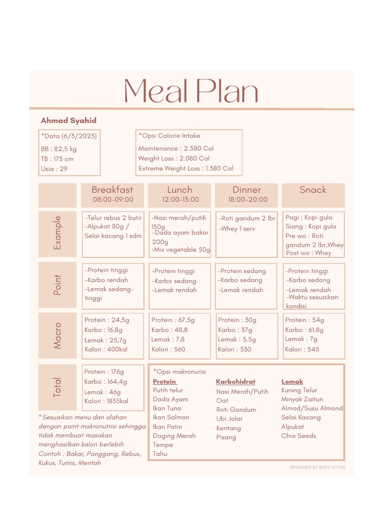 Neutral Abstract Weekly Meal Menu | PDF