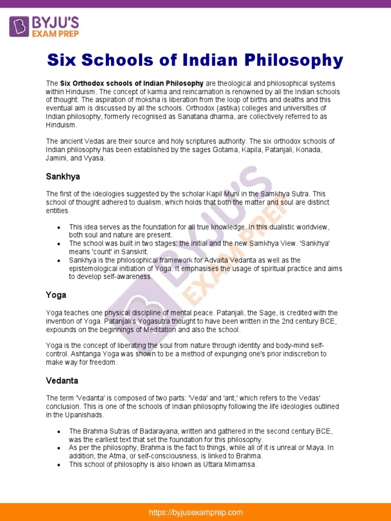 Six Schools of Indian Philosophy Upsc 80 | PDF | Yoga | Hindu Philosophy