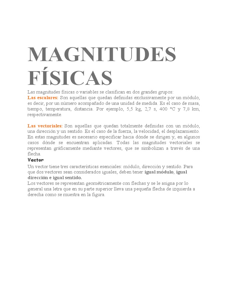 Magnitudes Físicas | PDF | Vector Euclidiano | Velocidad