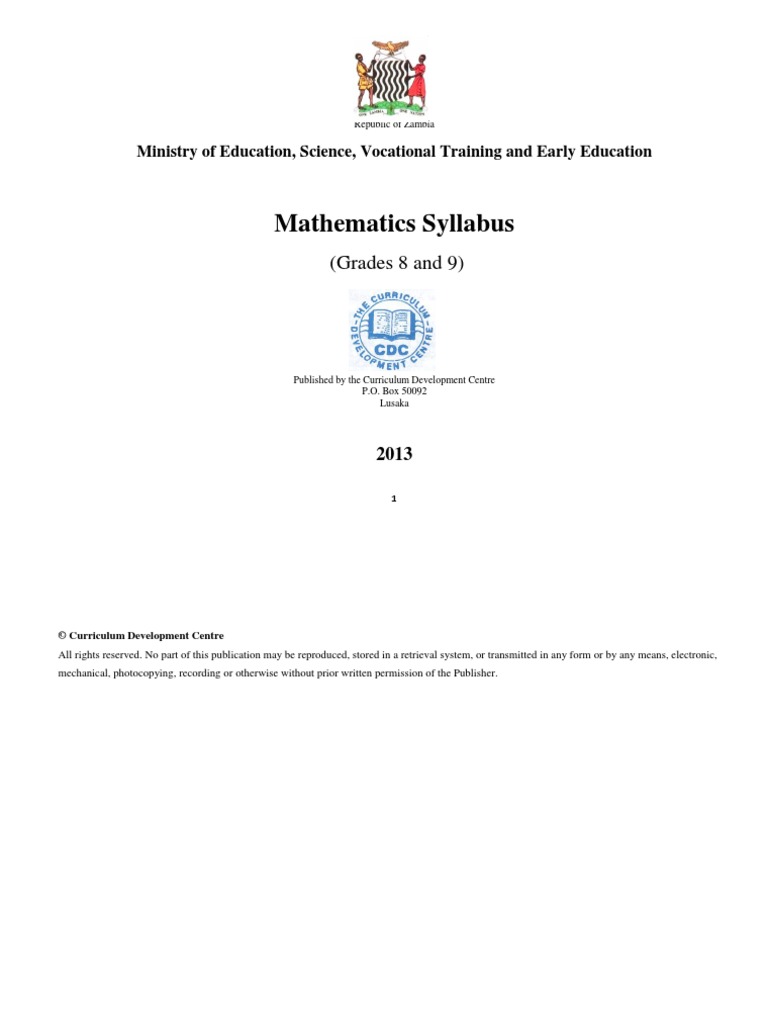Grade 8 and 9 Mathematics Syllabi PDF