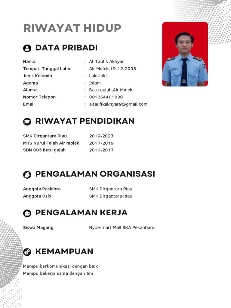 AlTaufik Akhyar LakiLaki Islam Anywhere 123 ST., Any City 1234567890 Hello PDF