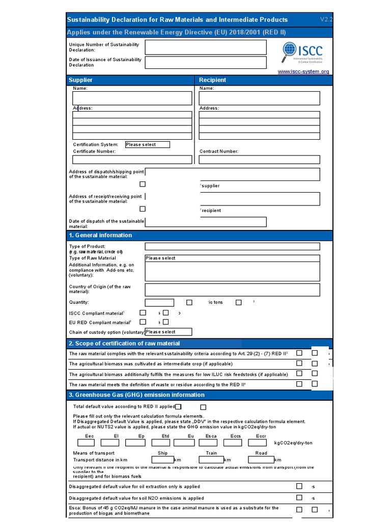 Sustainability-Declaration RED-II 07 12 21 | PDF | Biofuel | Biogas