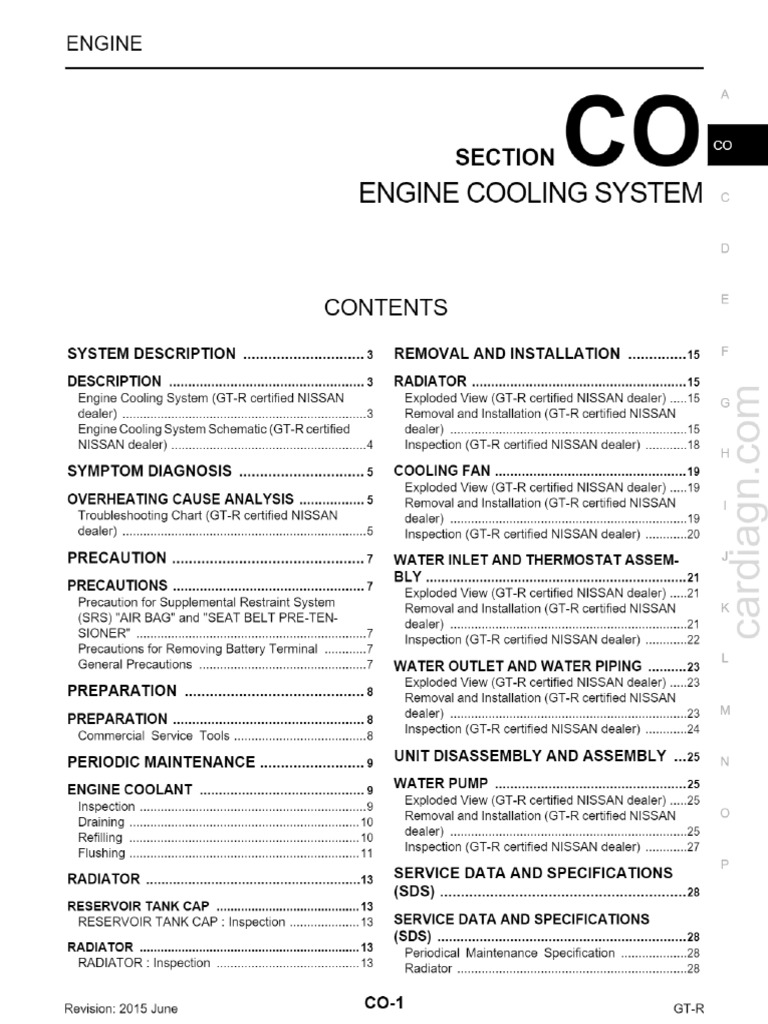 2016 Nissan GTR Engine Cooling System PDF