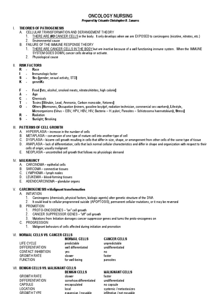 Oncology Nursing | PDF | Radiation Therapy | Metastasis