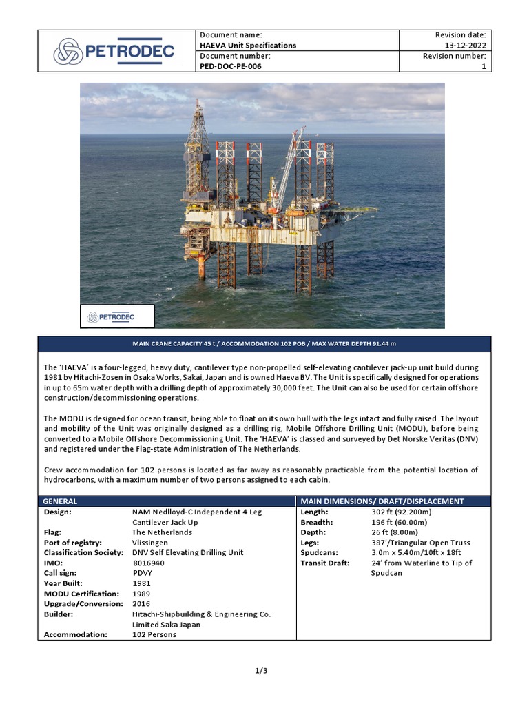 HAEVA Unit Specifications Overview | PDF | Barrel (Unit) | Alternating ...