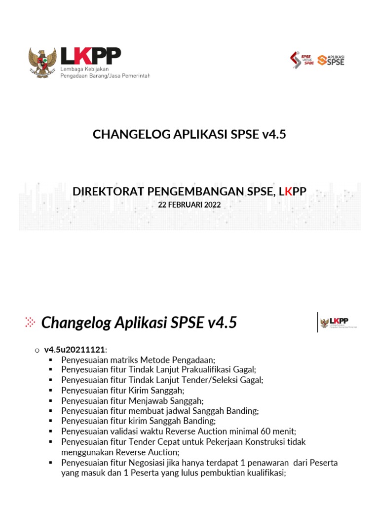 Pembaruan Aplikasi SPSE v4.5 | PDF
