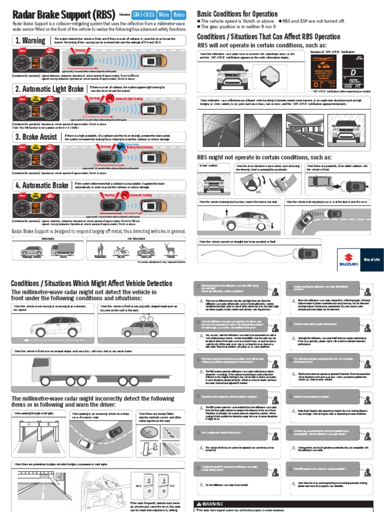 Radar Brake Support (RBS) PDF Traffic Collision Transportation
