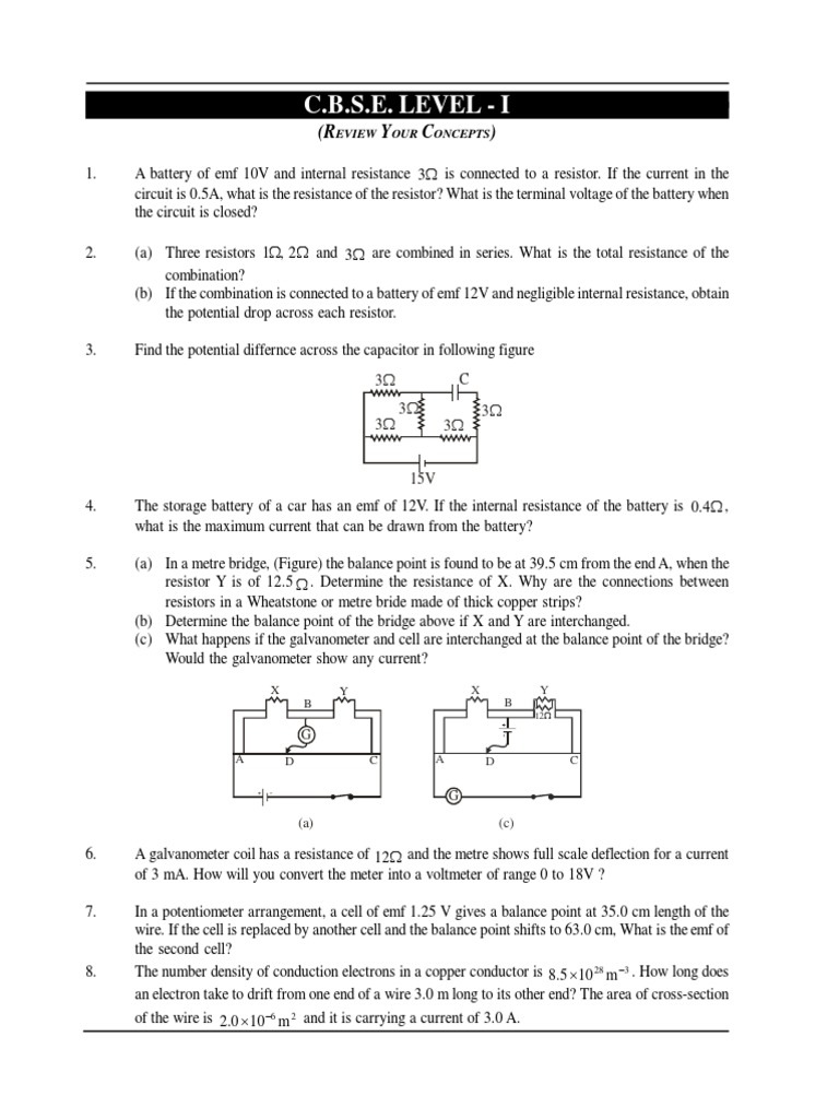 C.B.S.E. Level I Electrical Concepts | PDF | Electrical Resistance And ...