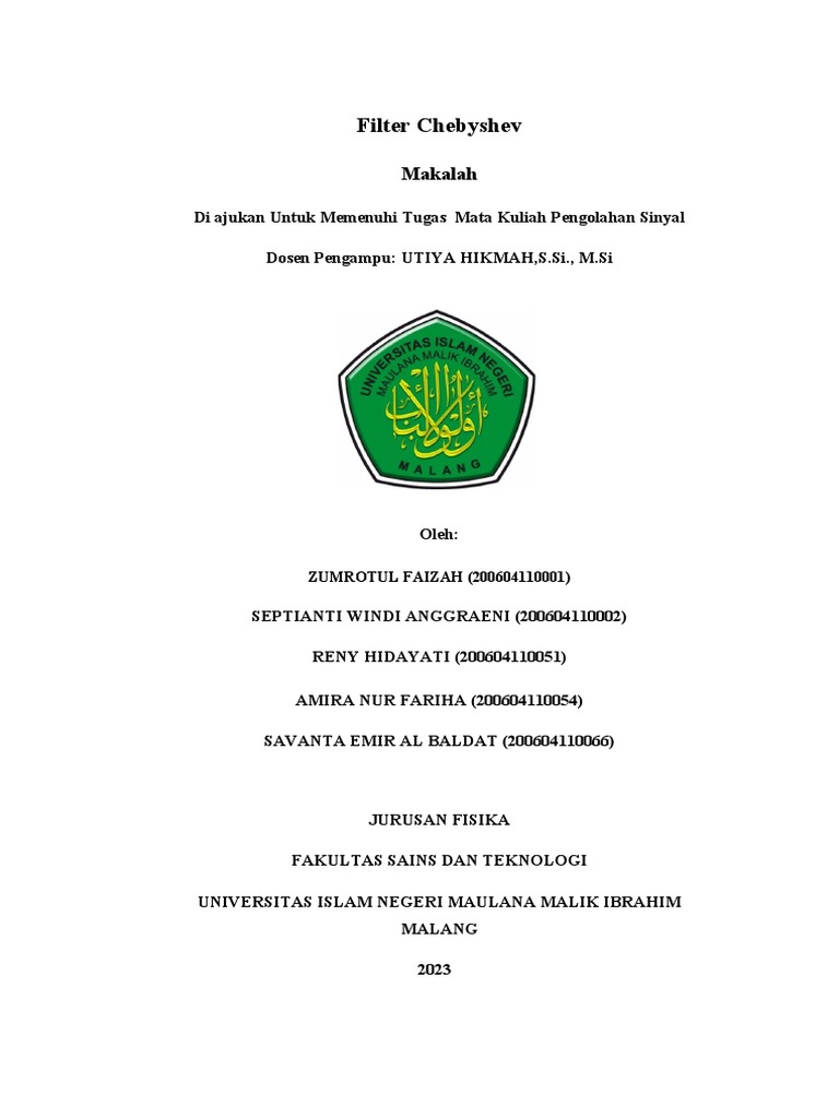 Makalah filter chebyshev pdf