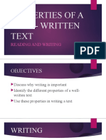 Properties of A Well - Written Text