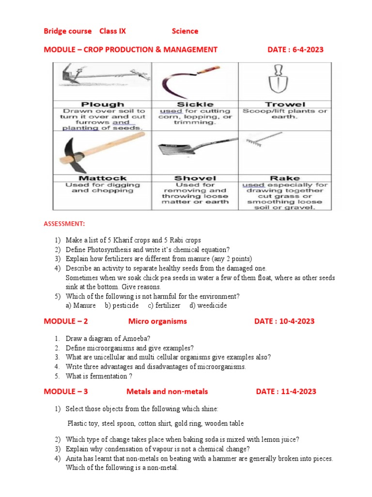Class 9 Science Bridge Course Overview | PDF | Force | Fires
