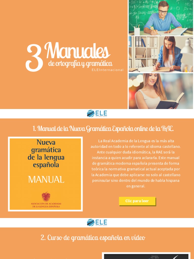 3 Manuales de Ortografía y Gramática Española Eleinternacional | PDF