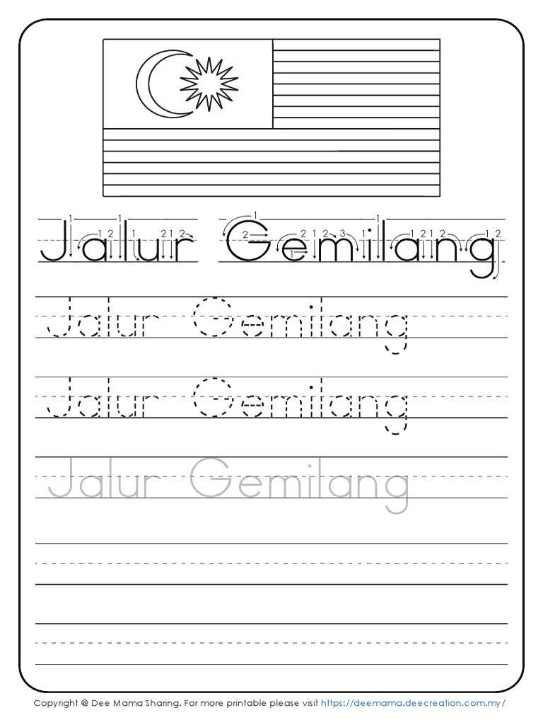 Worksheet Word Tracing Jalur Gemilang Pdf