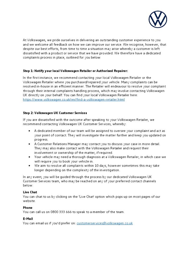 Volkswagen Complaints Procedure | PDF | Alternative Dispute Resolution ...
