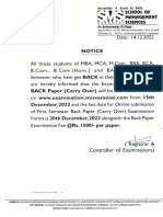 Back Paper (Examination) - Notice