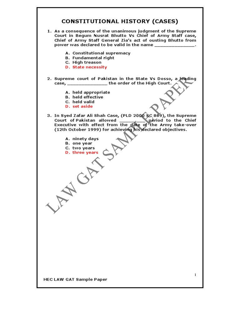 LAW GAT Sample Paper PDF Lawsuit Advocate