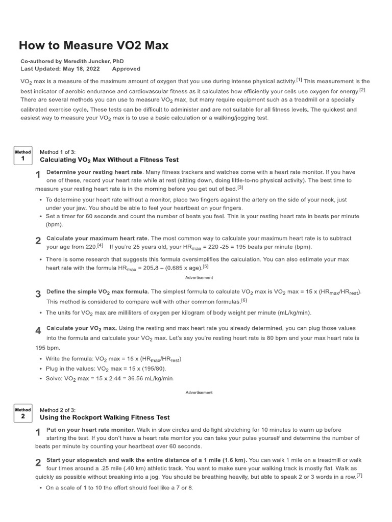 Vo2 Max Calculation PDF