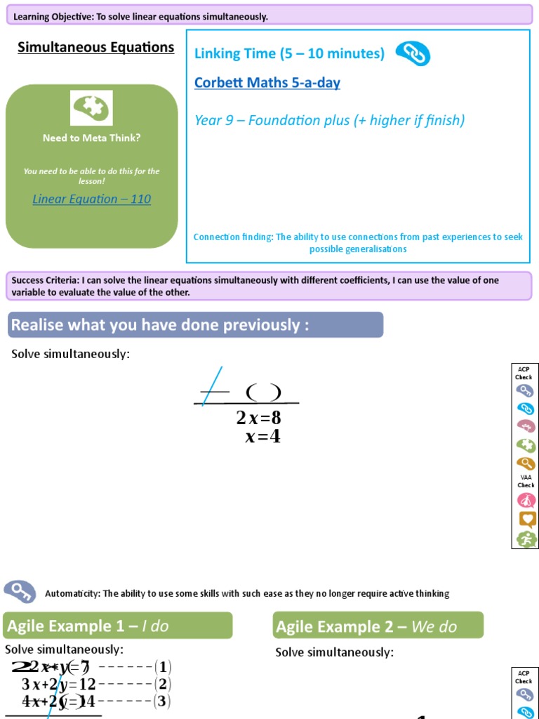 4.5.3 Simultaneous Equations | PDF | Equations | Learning