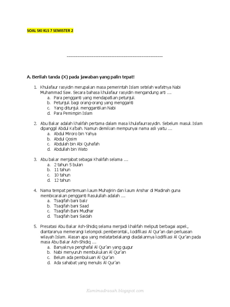 Taklukkan Ujian Semester 2: Panduan Lengkap Download Soal SKI Kelas 7