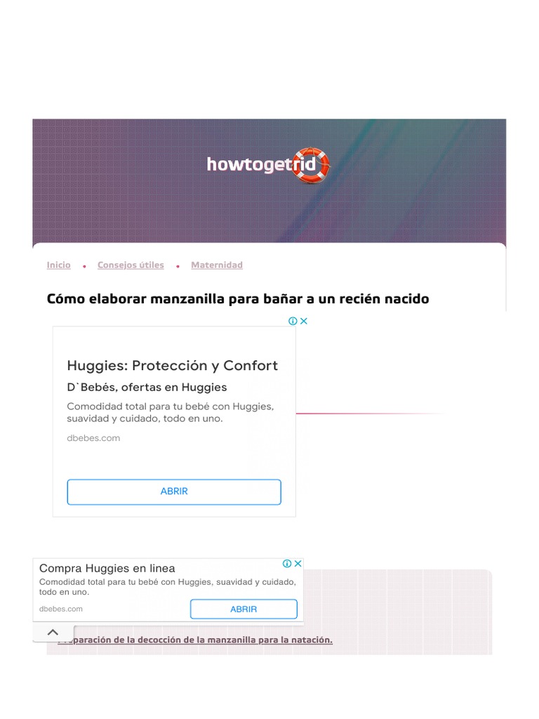 Cómo Elaborar Manzanilla para Bañar A Un Recién Nacido PDF Agua