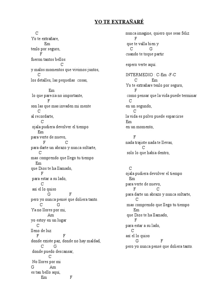 MIS CANTOS... Yo Te Extrañaré | PDF