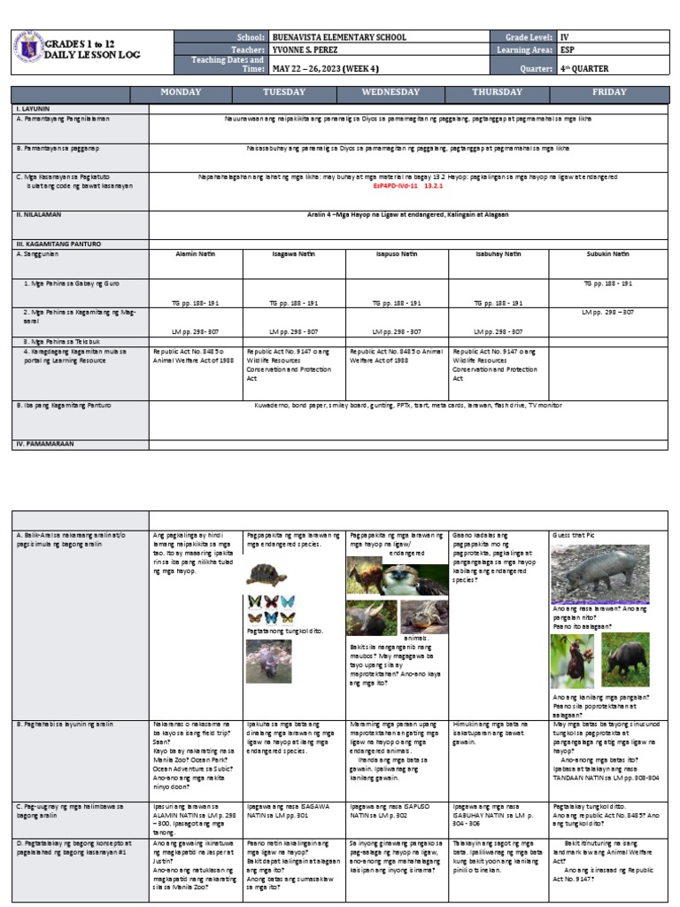 DLL - Esp 4 - Q4 - W4 | PDF