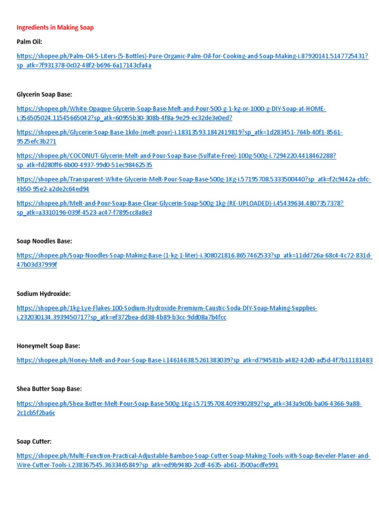 Wholesale Soap Base Ingredients Guide | PDF | Soap | Personal Hygiene ...