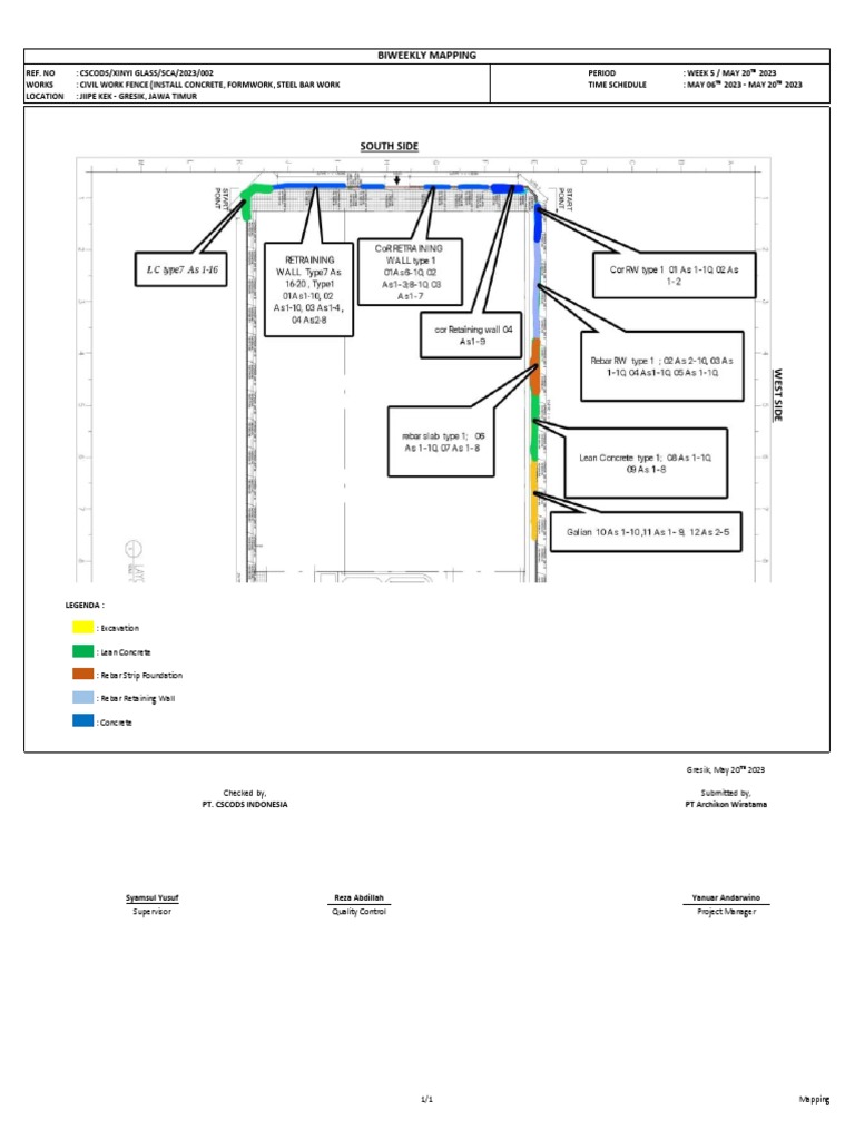 Biweekly Mapping Excavation Lean Concrete Rebar Strip Foundation